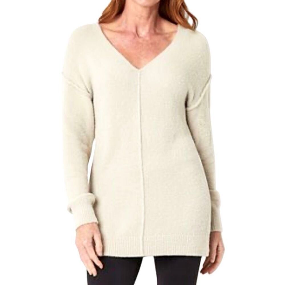 Stylus Cream White Exposed Seam Marshmallow Sweater